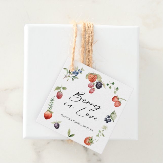 Berry in Love Watercolor Berries Bridal Shower Geschenkanhänger (Beispiel)