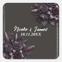 Berry Lila & Black Lily Rose Floral Wedding