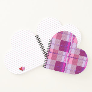 Berry Magenta Karo Herz Spiralblock Notizbuch
