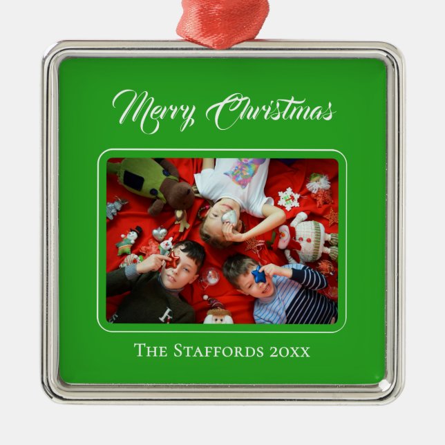 Berry Merry Christmas Red Photo Ornament (Vorne)