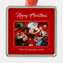 Berry Merry Christmas Red Photo Ornament Aus Metall