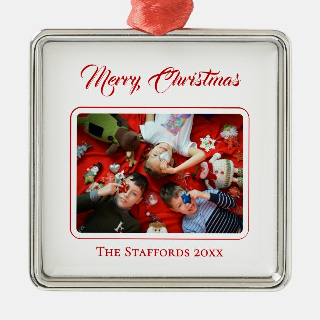 Berry Merry Christmas White Photo Ornament (Vorne)