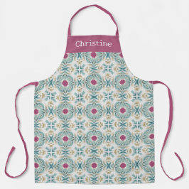 Berry Mint Tile Pattern Personalized Name Schürze