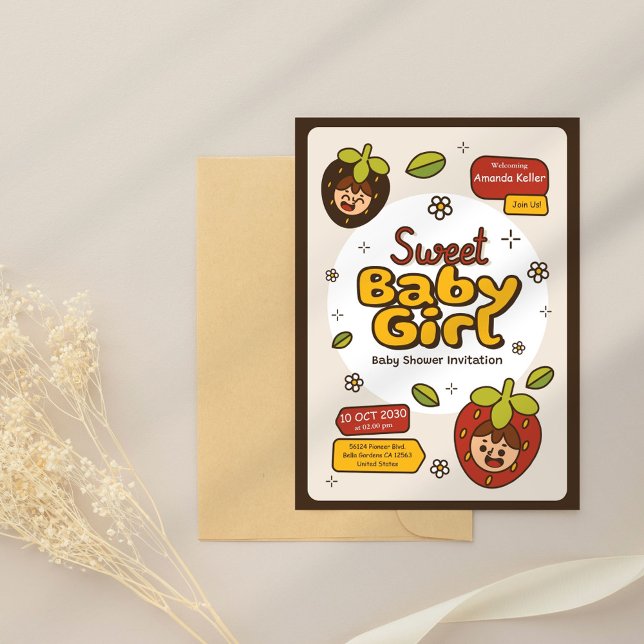 Berry Niedlich Baby Girl Dusche Einladung (Von Creator hochgeladen)