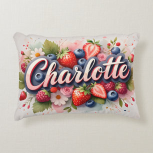 Berry personnalisé Nom floral Coussin "Charlotte"