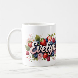 Berry personnalisé Nom floral Mug - Evelyn