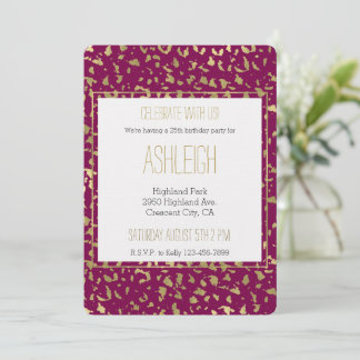 Berry Pink Gold Leopard Geburtstag Einladung