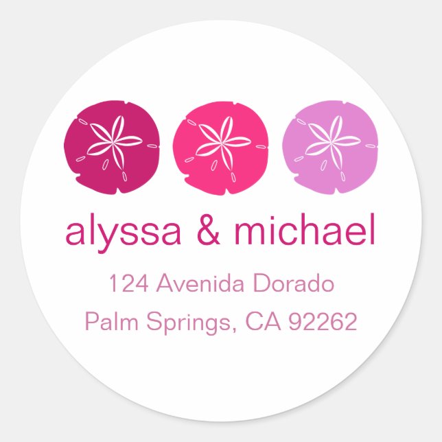Berry Pink Sand Dollar Address Labels Runder Aufkleber (Vorderseite)