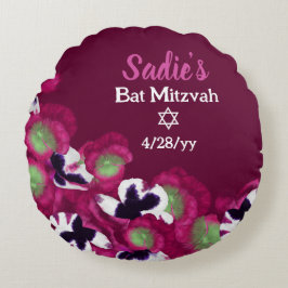 Berry Pink Violet Stiefmütterchen Personalisiert B Rundes Kissen