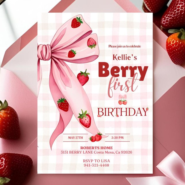 Berry Premier anniversaire Invitation Fraise Anniv (Créateur téléchargé)
