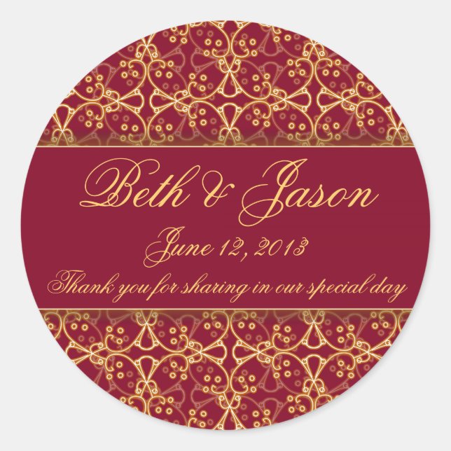Berry Red Cluster Wedding Danke Stickers (Vorderseite)