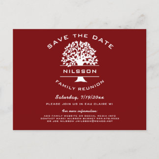 Berry Red Family Tree Wiedersehen Save the Date Ankündigungspostkarte