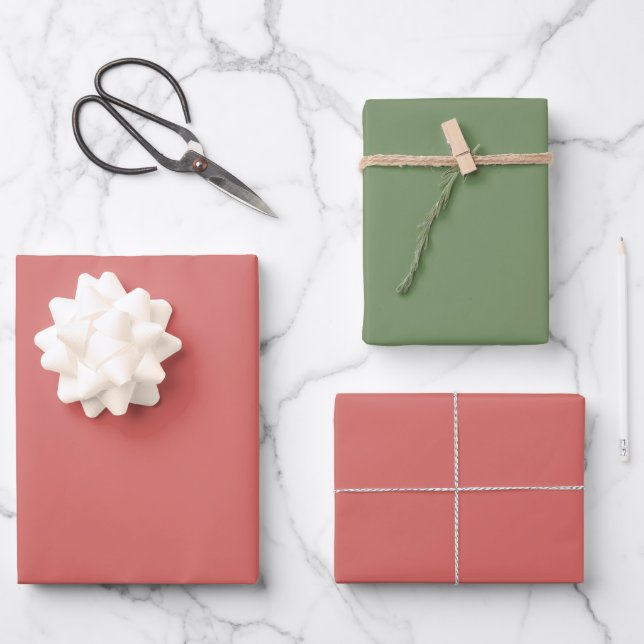 Berry Red Green Birthday Geschenkpapier Set (Vorderseite)