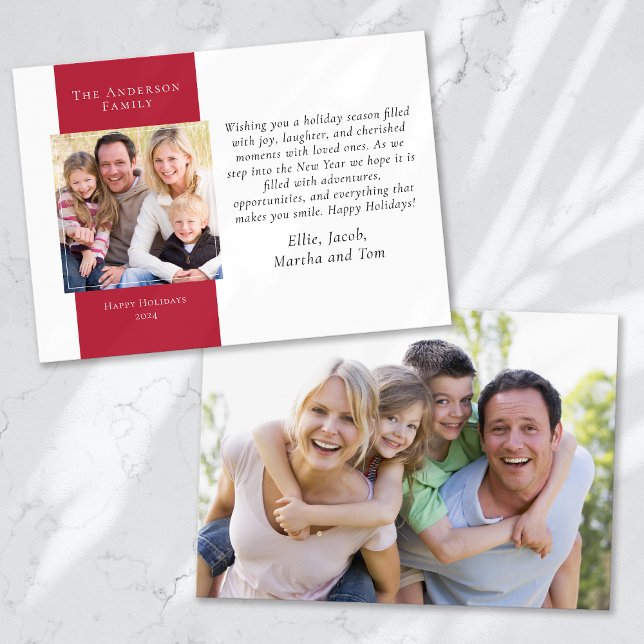 Berry Red Simple 2-Foto Feiertagskarte (Von Creator hochgeladen)