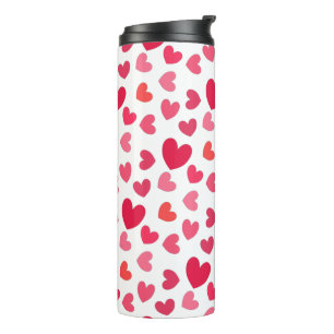 Berry-, Rot- und Rosa-Herz-Muster Thermosbecher
