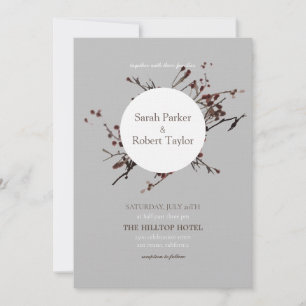 Berry rouge avec Faire-part de mariage gris Arrièr