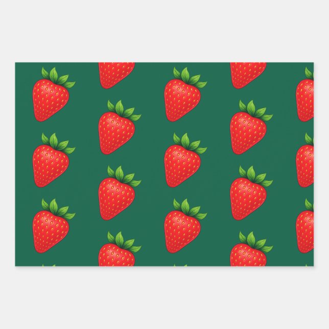 Berry Sassy™ Strawberry Wrapping Paper – Junie Fer Geschenkpapier Set (Vorderseite)