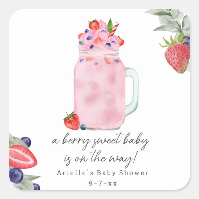 Berry Special Smoothie Babydusche Quadratischer Aufkleber (Vorderseite)