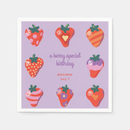 Berry Special Strawberry Birthday - Plum Serviette