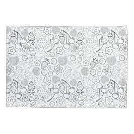 Berry Strawberry Cherry Black Hand drawn Modern. Kissenbezug