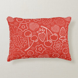 Berry Strawberry Cherry White Hand drawn Modern. Dekokissen