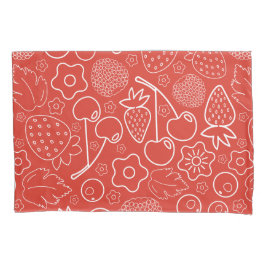 Berry Strawberry Cherry White Hand drawn Modern. Kissenbezug