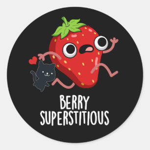 Berry Superstively Funny Frucht Pun Dark BG Runder Aufkleber