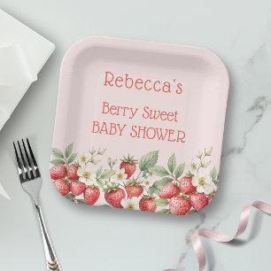 Berry süße Babyparty Erdbeeren blühen Pappteller