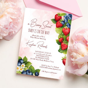 Berry süße Blaubeer-Erdbeer-Baby-Party Einladung