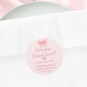 Berry süße Erdbeer-Mädchen-Baby-Party  Runder Aufkleber