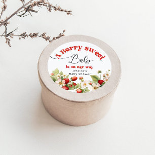 Berry süße Erdbeeren-Baby-Party Runder Aufkleber