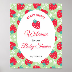 Berry süße grüne Erdbeerbaby-Party Begrüßung Poster