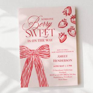 Berry süße handgezeichnete Schleife Baby Shower Einladung