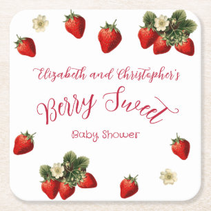 Berry süße rote Erdbeeren Co-ed Babyparty Rechteckiger Pappuntersetzer