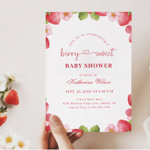 Berry süße Wasserfarbe Erdbeere Baby Shower Einladung