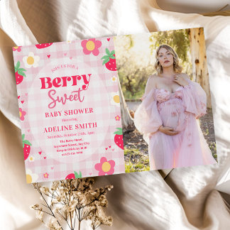 Berry süßer Sommer Erdbeere Baby Shower Foto Einladung