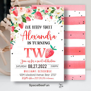 Berry Sweet 2e anniversaire Invitation fraise Bir