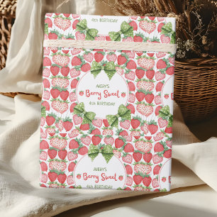 Berry Sweet 4. Geburtstag Erdbeerparty Geschenkpapier