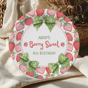Berry Sweet 4. Geburtstag Erdbeerparty Pappteller