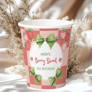 Berry Sweet 6. Geburtstag Erdbeerparty Pappbecher