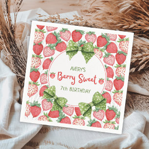 Berry Sweet 7. Geburtstag Erdbeerparty Serviette