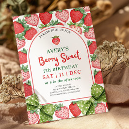 Berry Sweet 7th Birthday Strawberry Invitation Einladung
