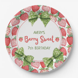Berry Sweet 7th Birthday Strawberry Party Pappteller