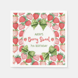 Berry Sweet 7th Birthday Strawberry Party Serviette