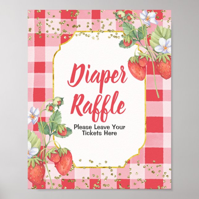 Berry Sweet Aquarell Diaper Raffle Poster (Vorne)