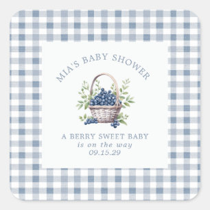 Berry Sweet Baby Clothesline Baby Shower  Quadratischer Aufkleber