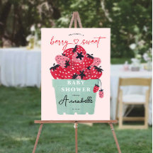 Berry Sweet Baby Dusche Begrüßungszeichen Erdbeere
