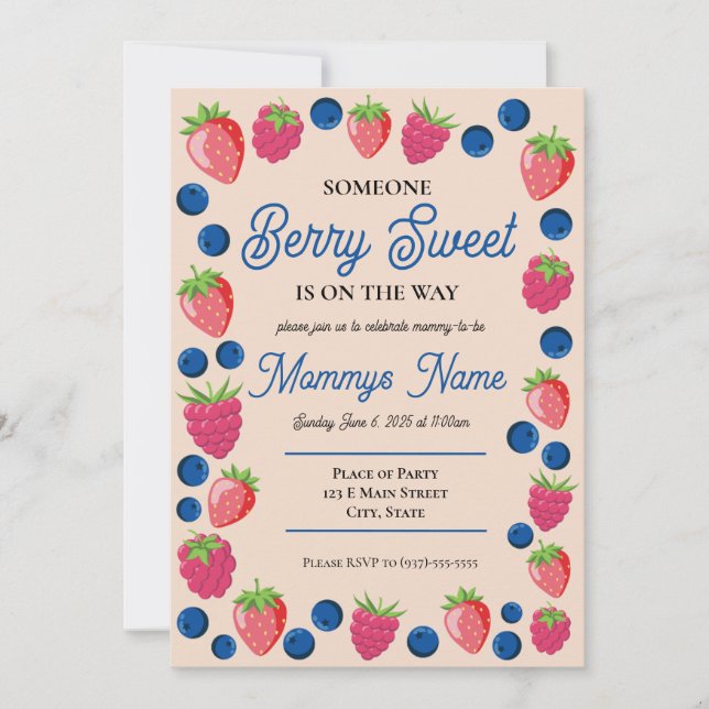 Berry Sweet Baby Einladung (Vorderseite)