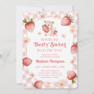 Berry Sweet Baby Erdbeer-Gingham-Baby-Shower Einladung