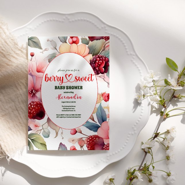 Berry Sweet Baby Girl Strawberry Baby Dusche Einladung (Von Creator hochgeladen)
